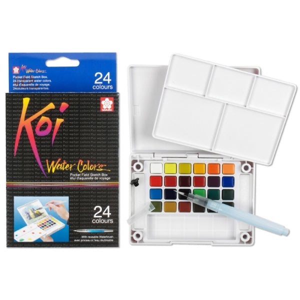 Sakura Koi Watercolor Pocket Field Sketch Box with Brush