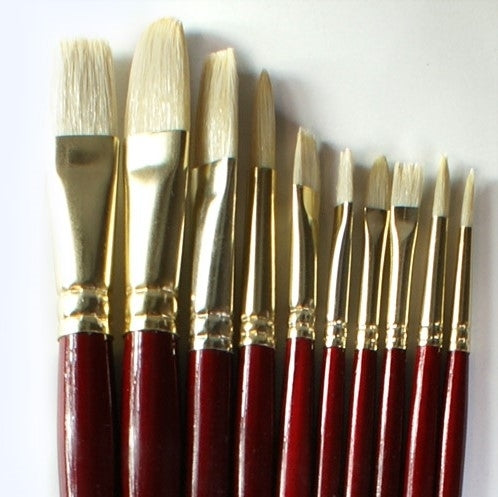 Daler Rowney Simply White Bristle Long Handle Brush Set - 10 Pcs
