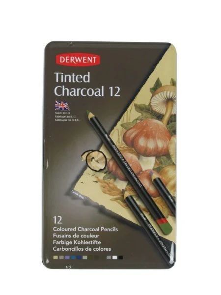 Derwent Tinted Charcoal Pencils Tin Set of 12