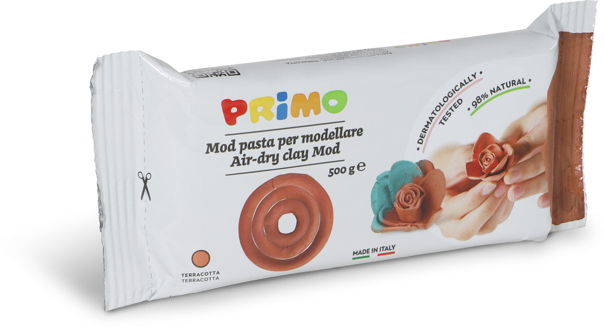 Primo Terracotta Modelling Clay – 500g, Air Dry Clay, Ready-to-Use, Natural Terracotta Finish