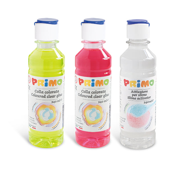 Primo Slime Lab Set – DIY Slime Kit | 2 Fluorescent Transparent Glues (240ml Each) + Activator | Creative Kids Kit