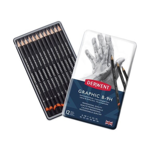 Derwent Graphic Hard Technical Pencils Tin of 12