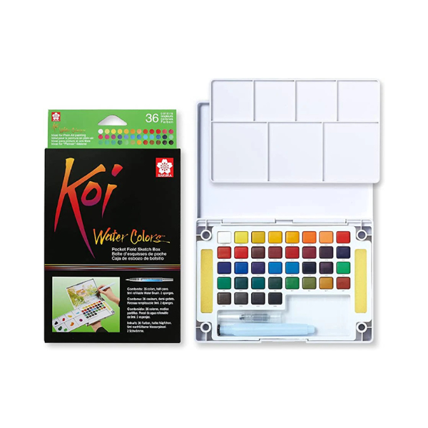 Sakura Koi Watercolor Pocket Field Sketch Box with Brush