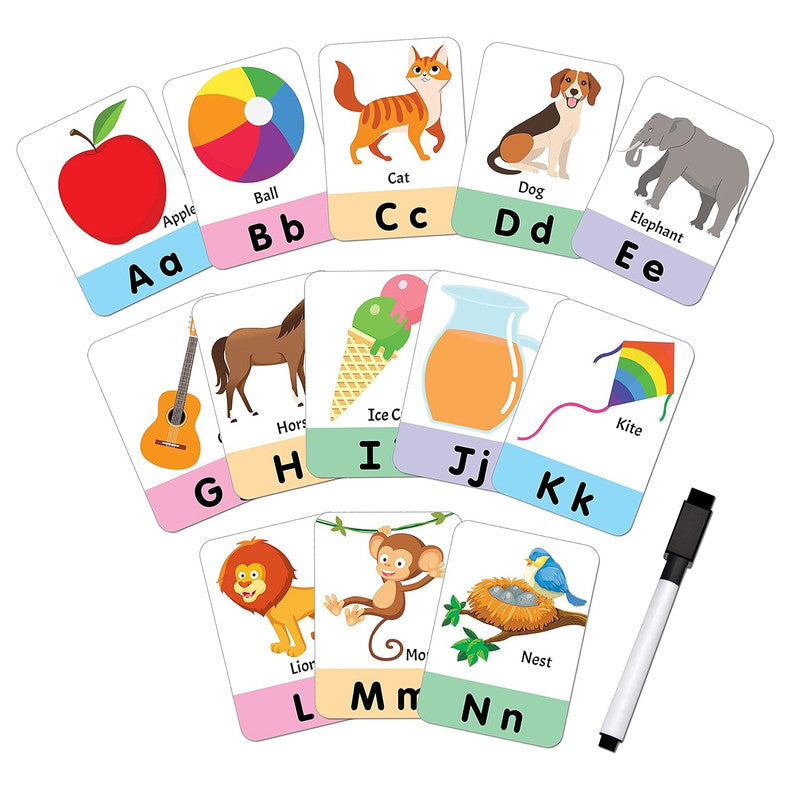 DREAMLAND Flash Cards Alphabet - 30 Double Sided Wipe clean Flash Cards