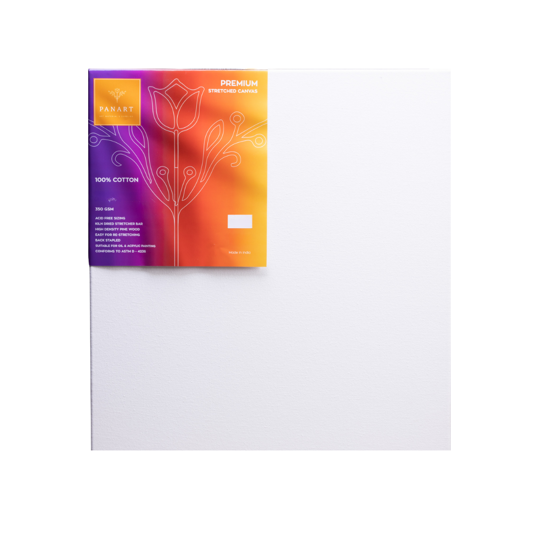 Panart Premium Stretched Cotton Canvas – 40x40cm, 350gsm, 38x25mm Frame