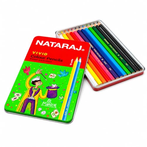 Nataraj Vivid Premium Triangular Colour Pencils – 12 Bright Shades
