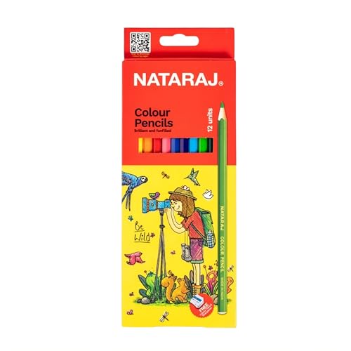 Nataraj Full-Size Colour Pencils – 12 Multicolor Shades with Sharpener