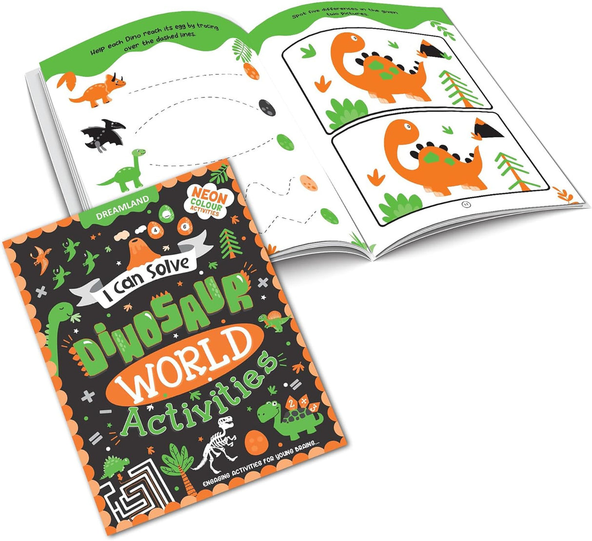 DREAMLAND I CAN SOLVE - Dinosaur World Activities - I Can Solve Activity Book for Kids Age 4- 8 Years | With Colouring Pages, Mazes, Dot-to-Dots