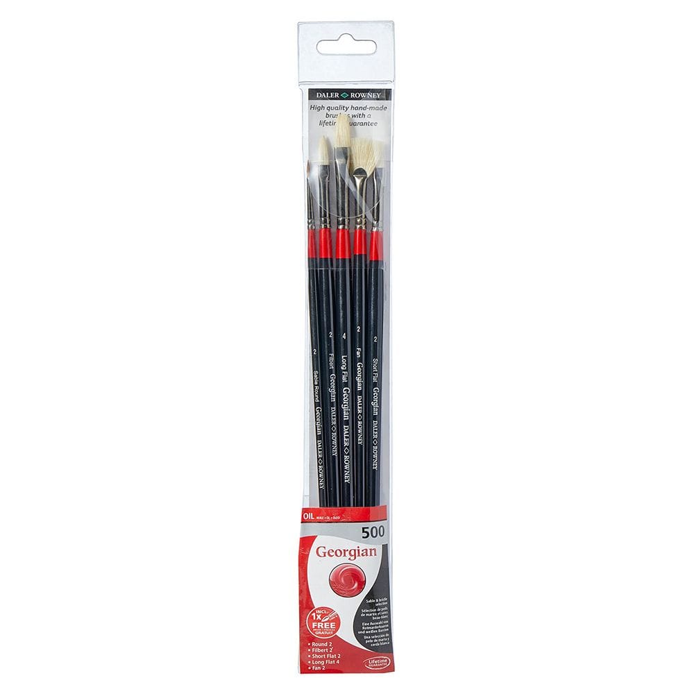Daler Rowney Georgian Oil Long Handle Brush Wallet – Set of 5 (500)
