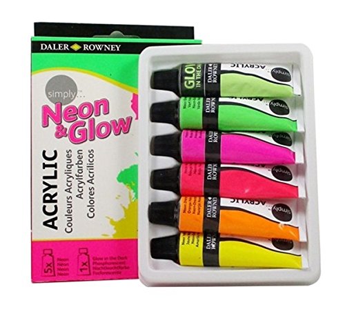 Daler Rowney Simply Acrylic Color Neon & Glow Set - 6x12ml