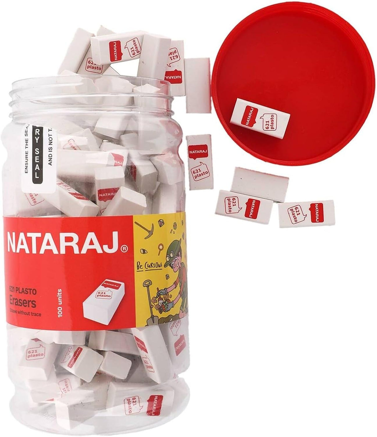 Nataraj 621 Plasto Erasers Jar Pack of 100