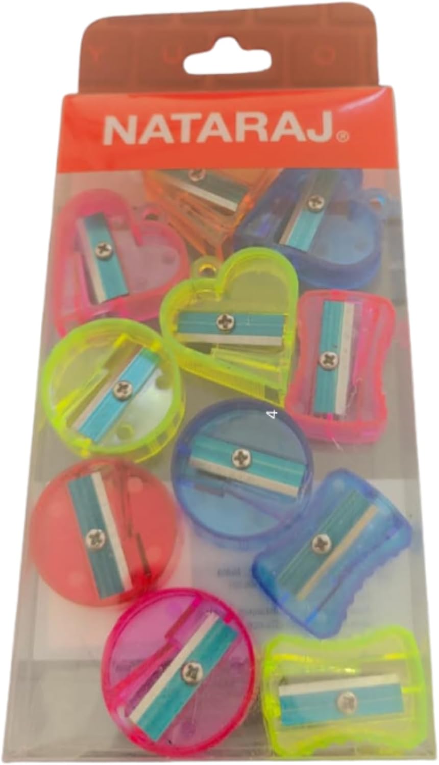 Nataraj Neon Round & Heart Shape Sharpener Set – 11 Pieces