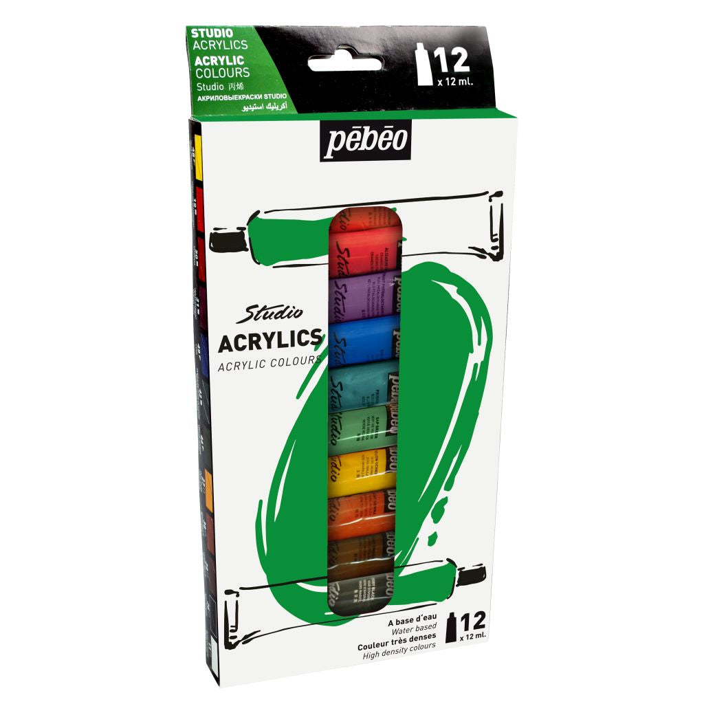 Pebeo Studio Acrylic Colour Set - 12ml Tubes