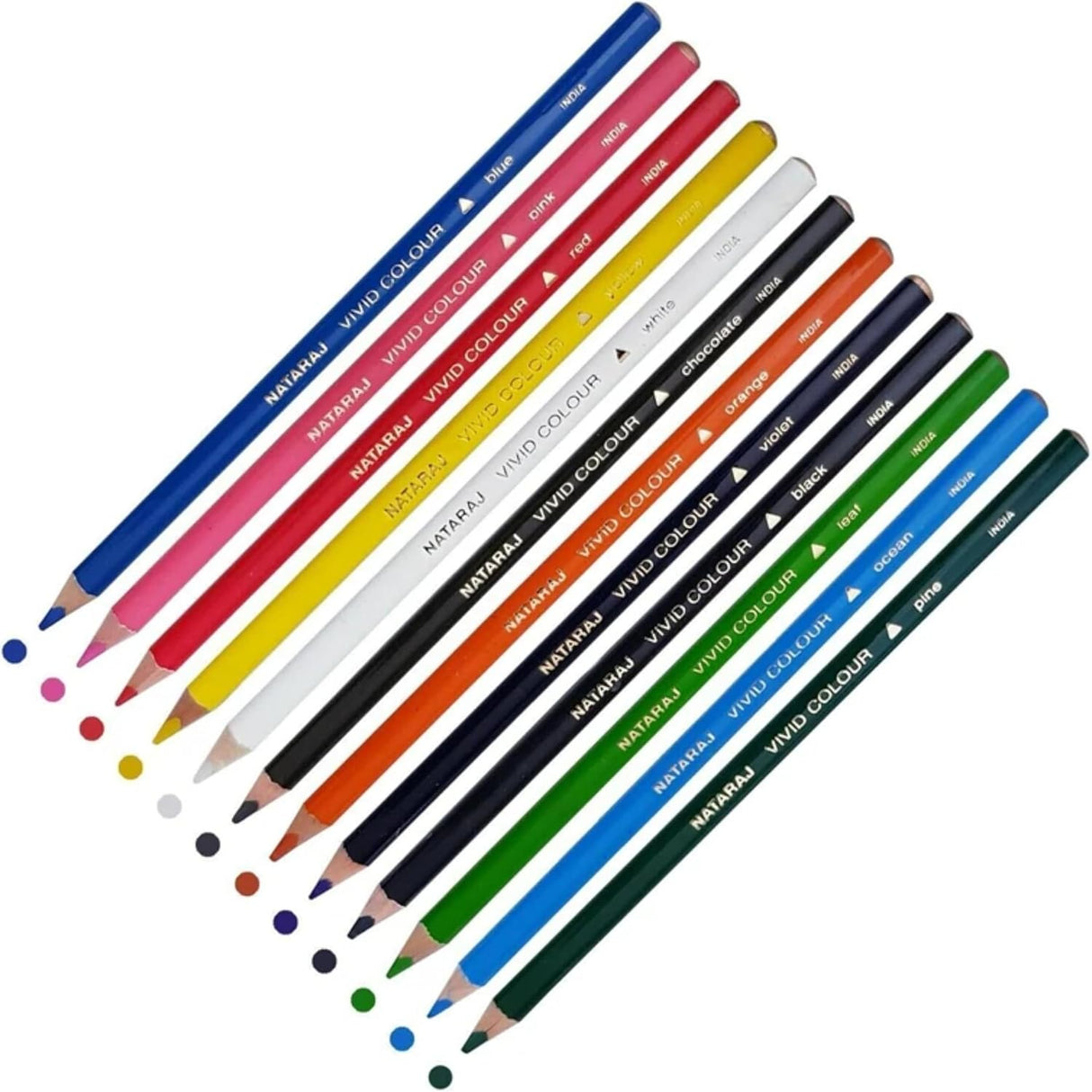 Nataraj Vivid Premium Triangular Colour Pencils – 12 Bright Shades