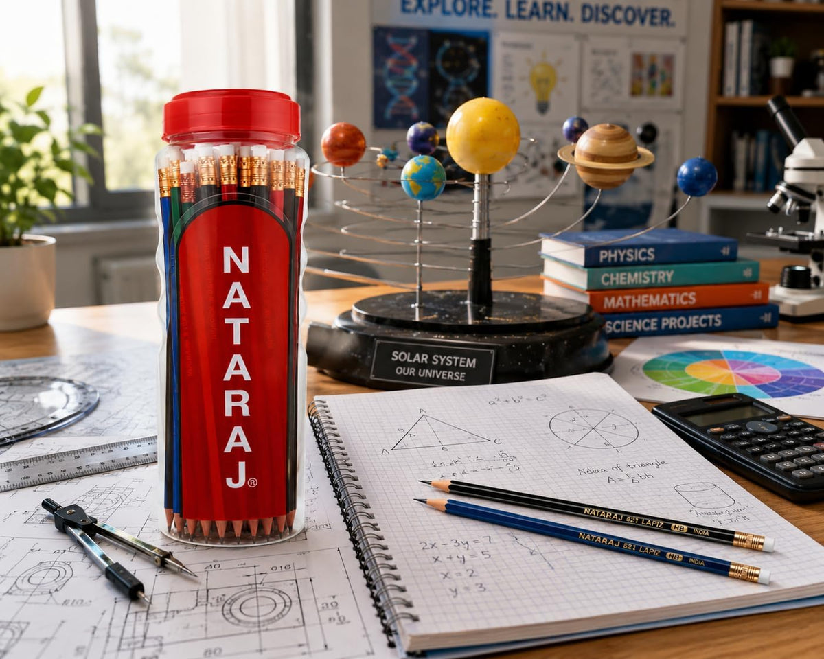 Nataraj 621 HB Hex Pencil Set – 48 Assorted Pieces with Tipped Eraser