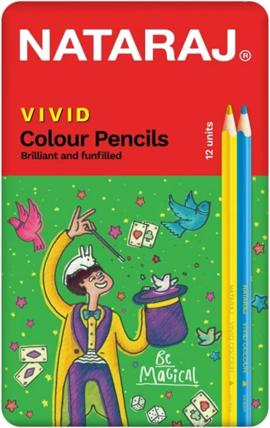 Nataraj Vivid Premium Triangular Colour Pencils – 12 Bright Shades