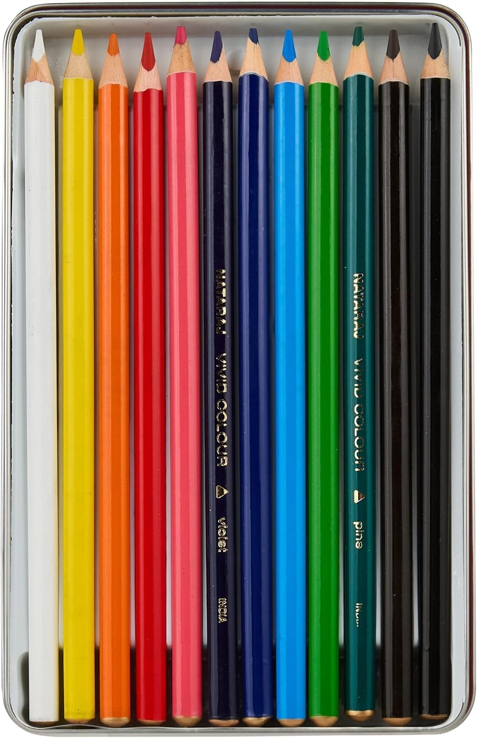 Nataraj Vivid Premium Triangular Colour Pencils – 12 Bright Shades