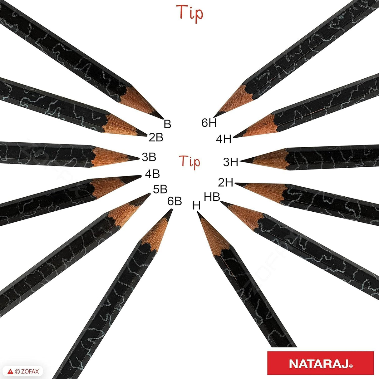 Nataraj 12-Degree Drawing Pencils Set – Assorted Grades, 12 Pieces