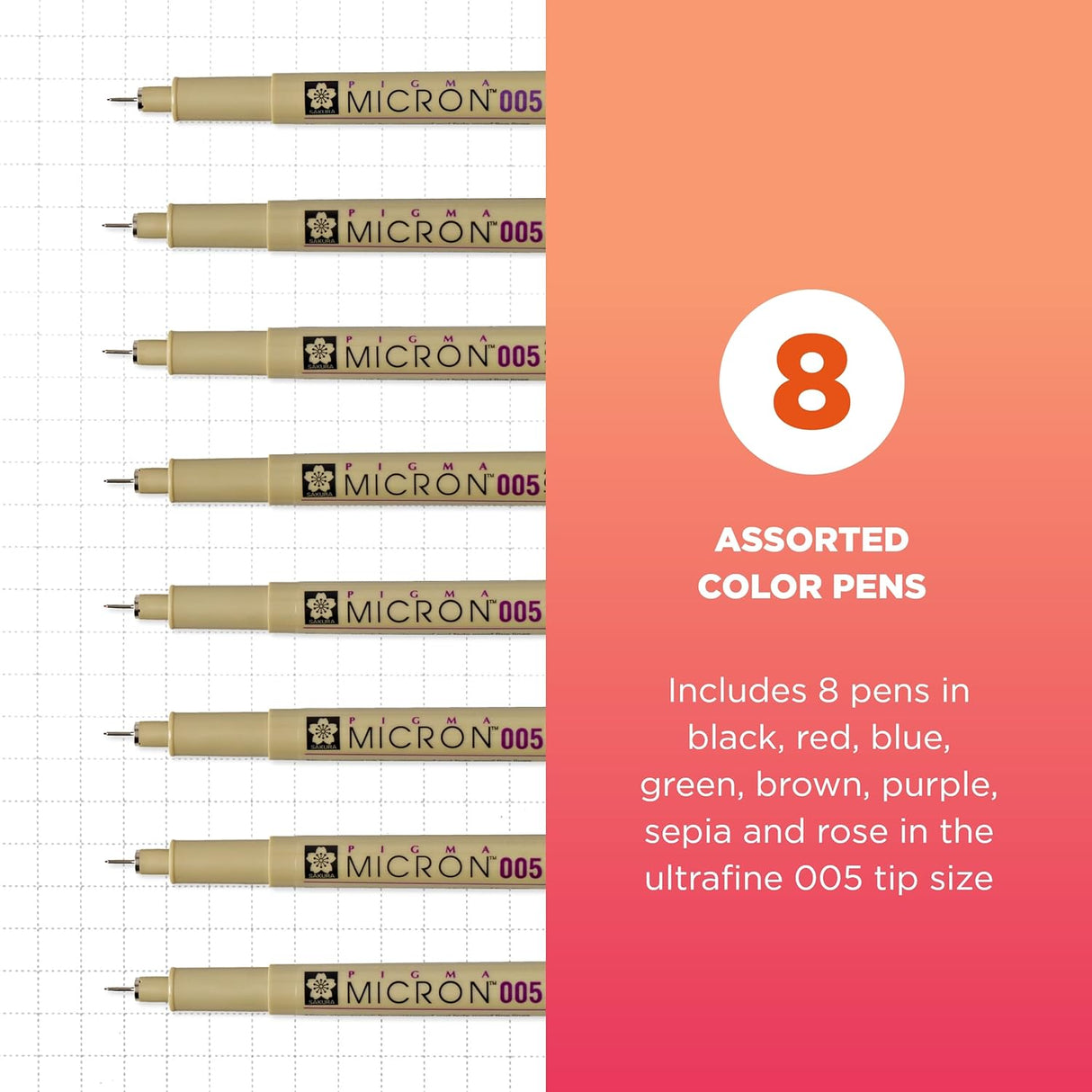 Sakura Pigma Micron Pen 005 Set of 8 Colours