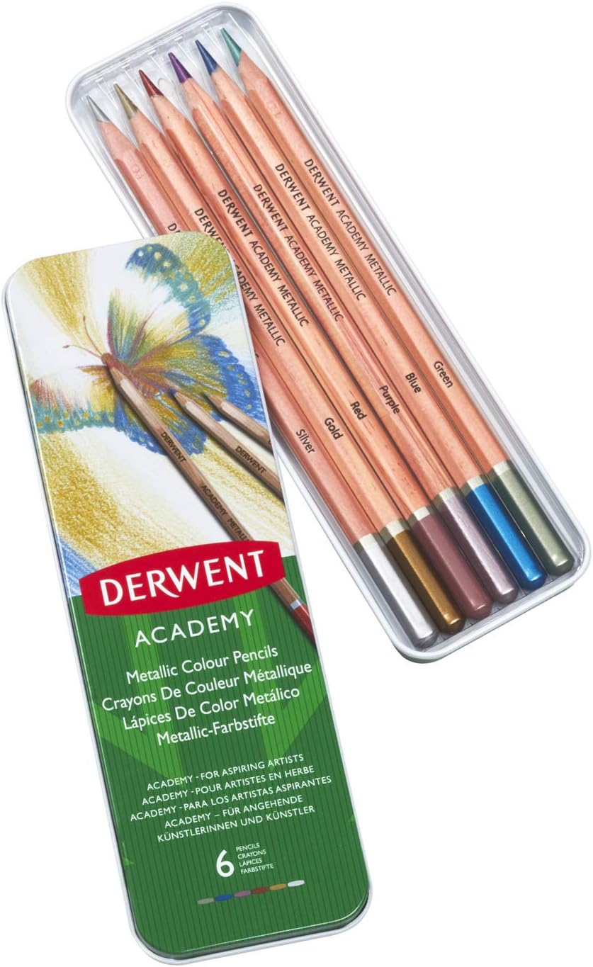 Derwent Academy Metallic Tin Of 6