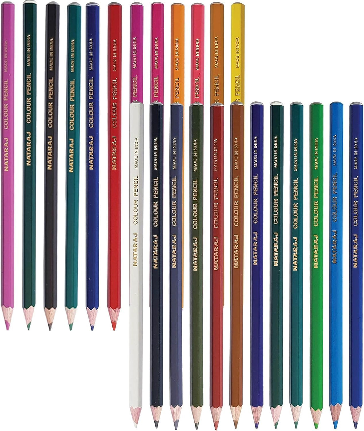 Nataraj Colour Pencils 24 Colours Full Size Pack with Sharpener