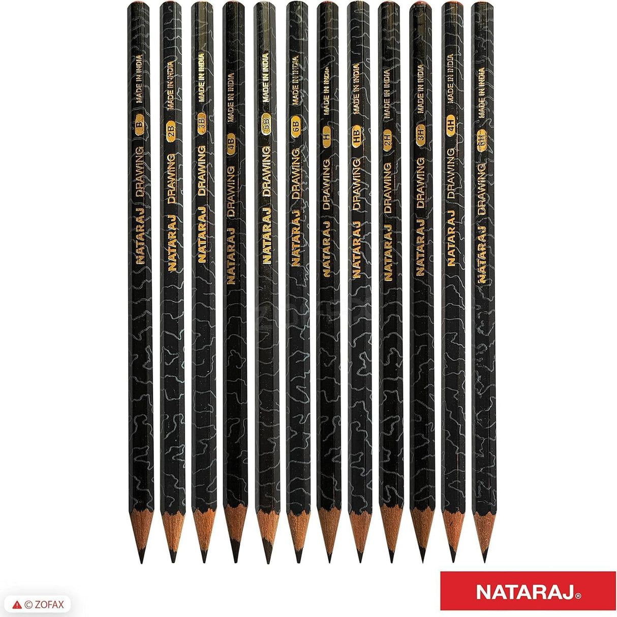 Nataraj 12-Degree Drawing Pencils Set – Assorted Grades, 12 Pieces