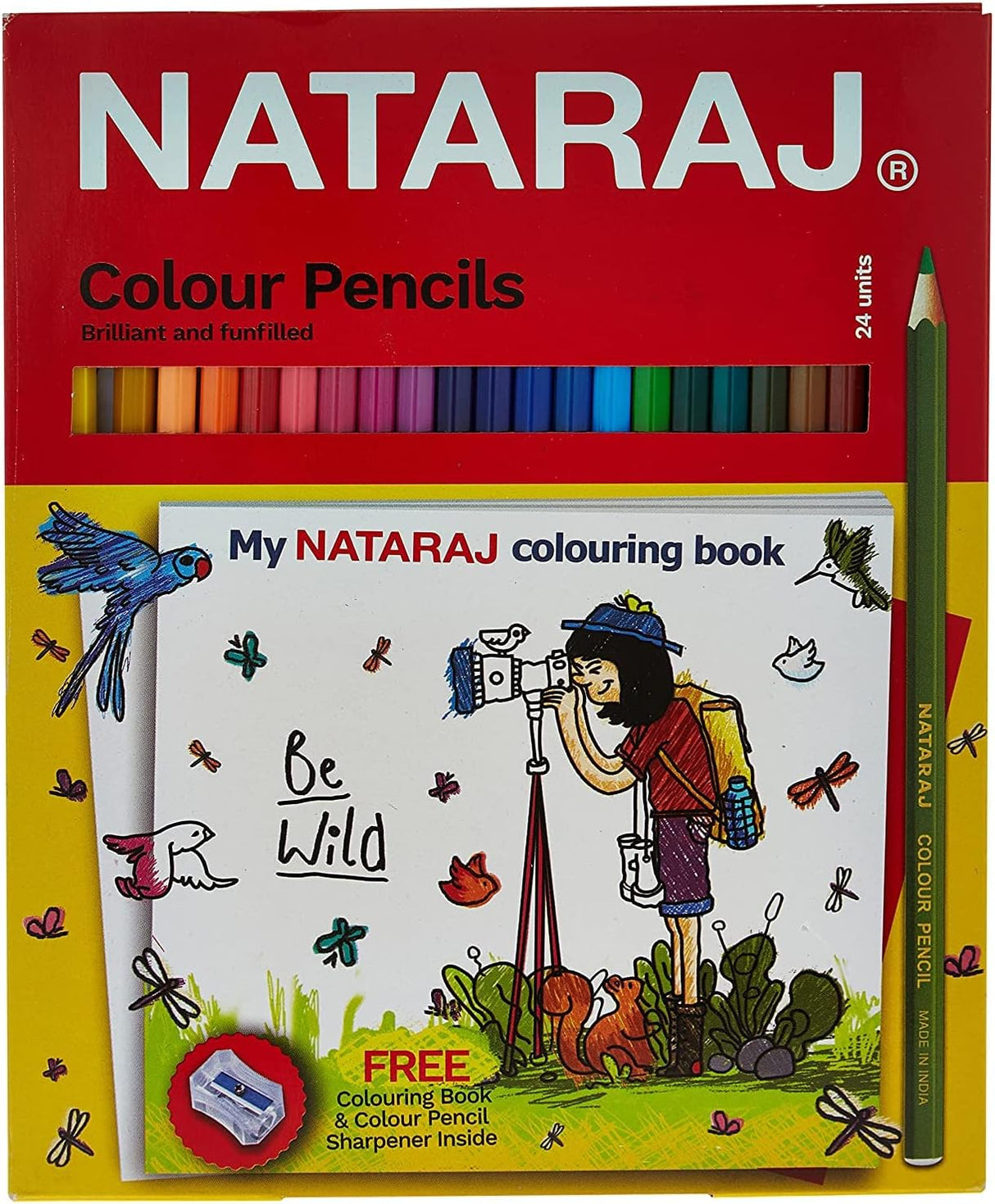 Nataraj 24 Colour Pencil Set with Multicolor Colouring Book & Sharpener