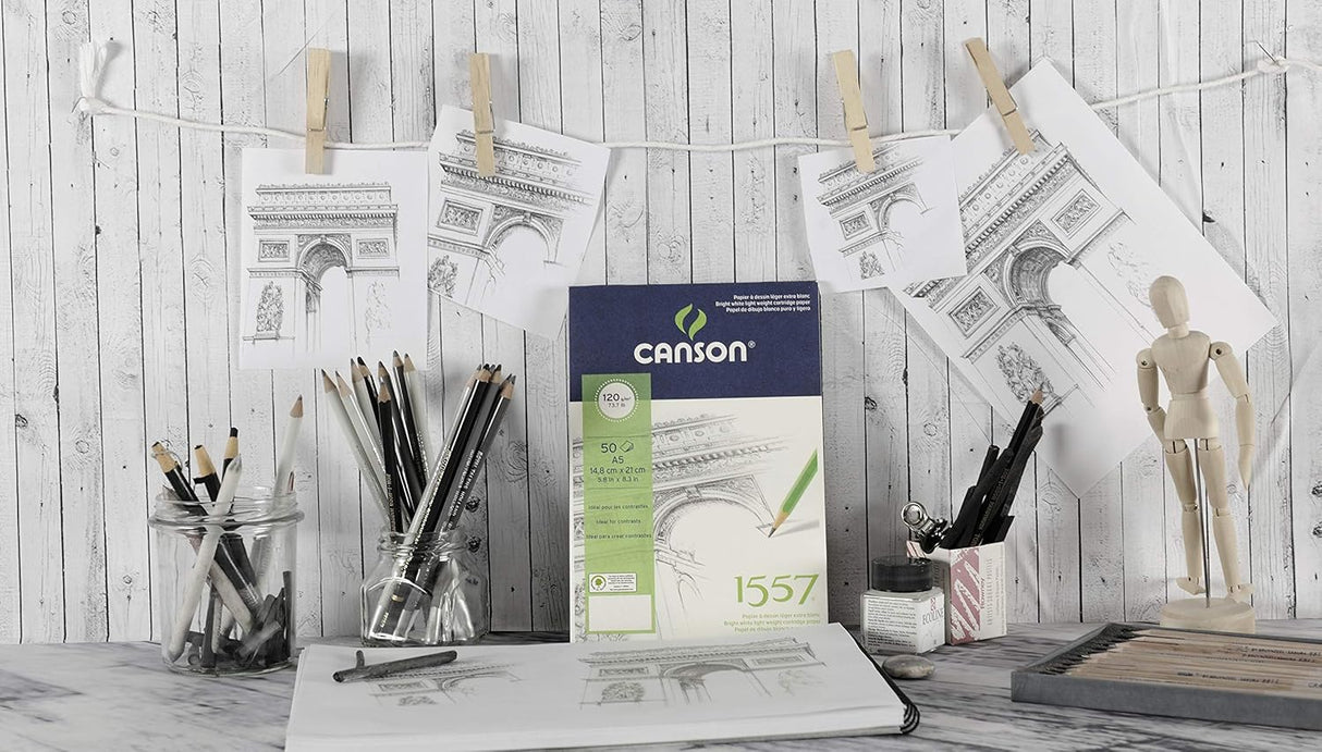 Canson 1557 White Sketch Paper Pad – A5, 180gsm, 30 Sheets