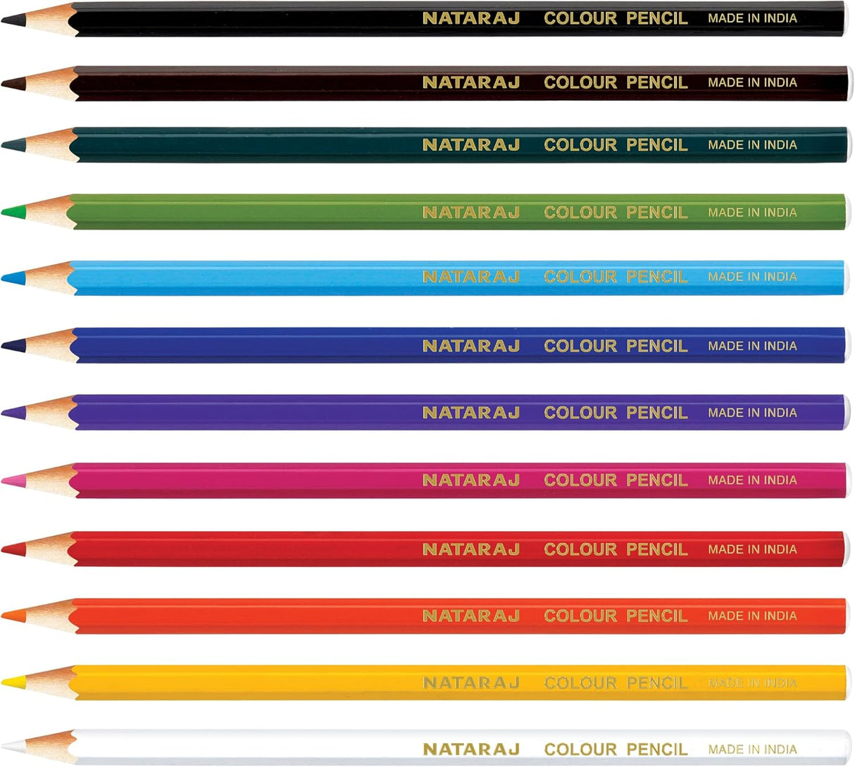 Nataraj Colour Pencils 24 Colours Full Size Pack with Sharpener