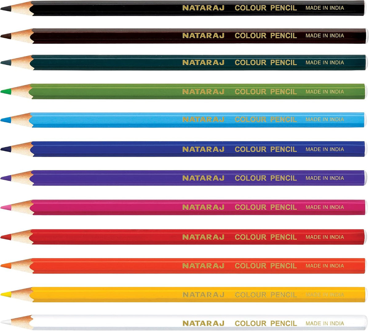 Nataraj Colour Pencils 24 Colours Full Size Pack with Sharpener
