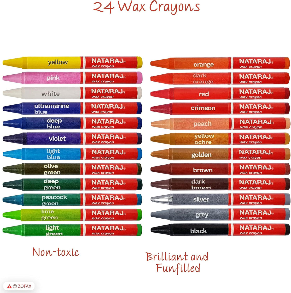 Nataraj Wax Crayons 24 Colors – 90mm