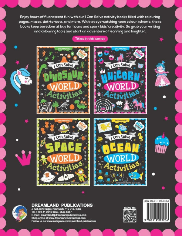 DREAMLAND I CAN SOLVE - Dinosaur World Activities - I Can Solve Activity Book for Kids Age 4- 8 Years | With Colouring Pages, Mazes, Dot-to-Dots