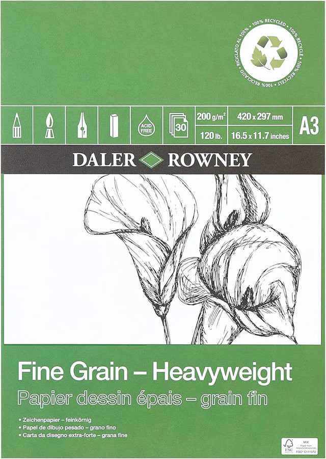 Daler Rowney Fine Grain Eco Heavyweight Pad – 200gsm