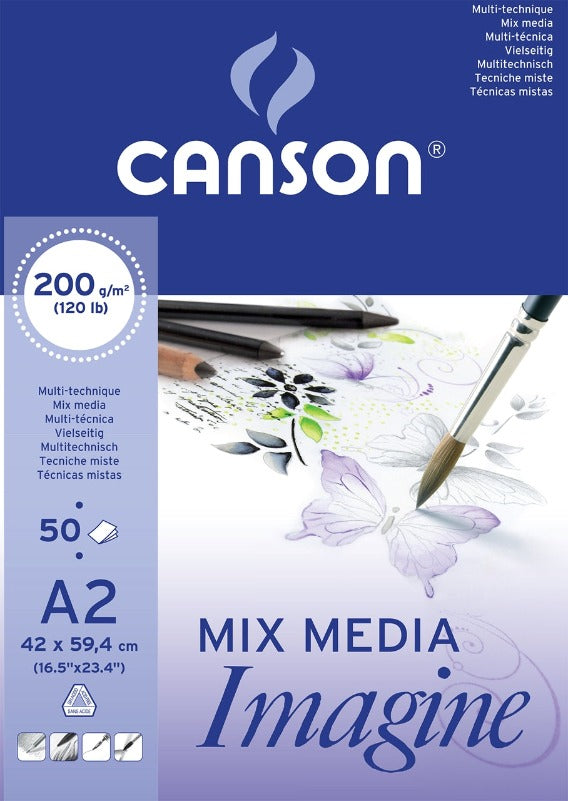 Canson Imagine Mixed Media Pad – A2, 200gsm, 50 Sheets