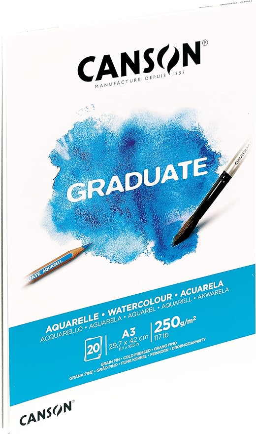 Canson Graduate Watercolour Pad – A3, 250gsm, 20 Sheets