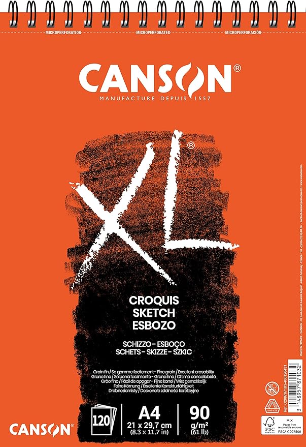 Canson XL Spiral Drawing Pad – A4, 90gsm, 120 Sheets