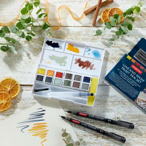 Derwent Line And Wash Paint Pan Set 12
