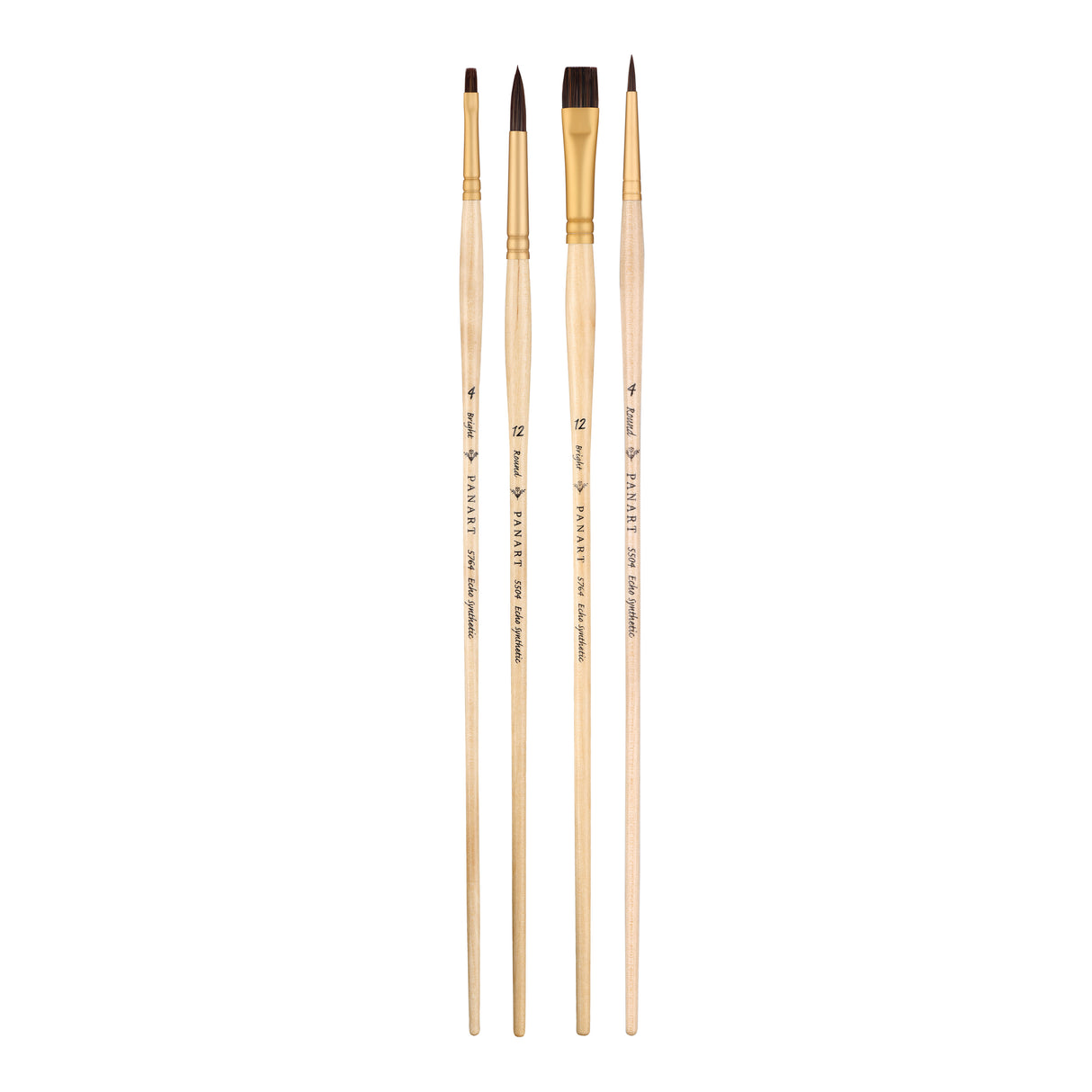 Panart Echo Synthetic Long Handle Brush Set of 4 Pcs, ES-03 (R-4,12 BR-4,12)