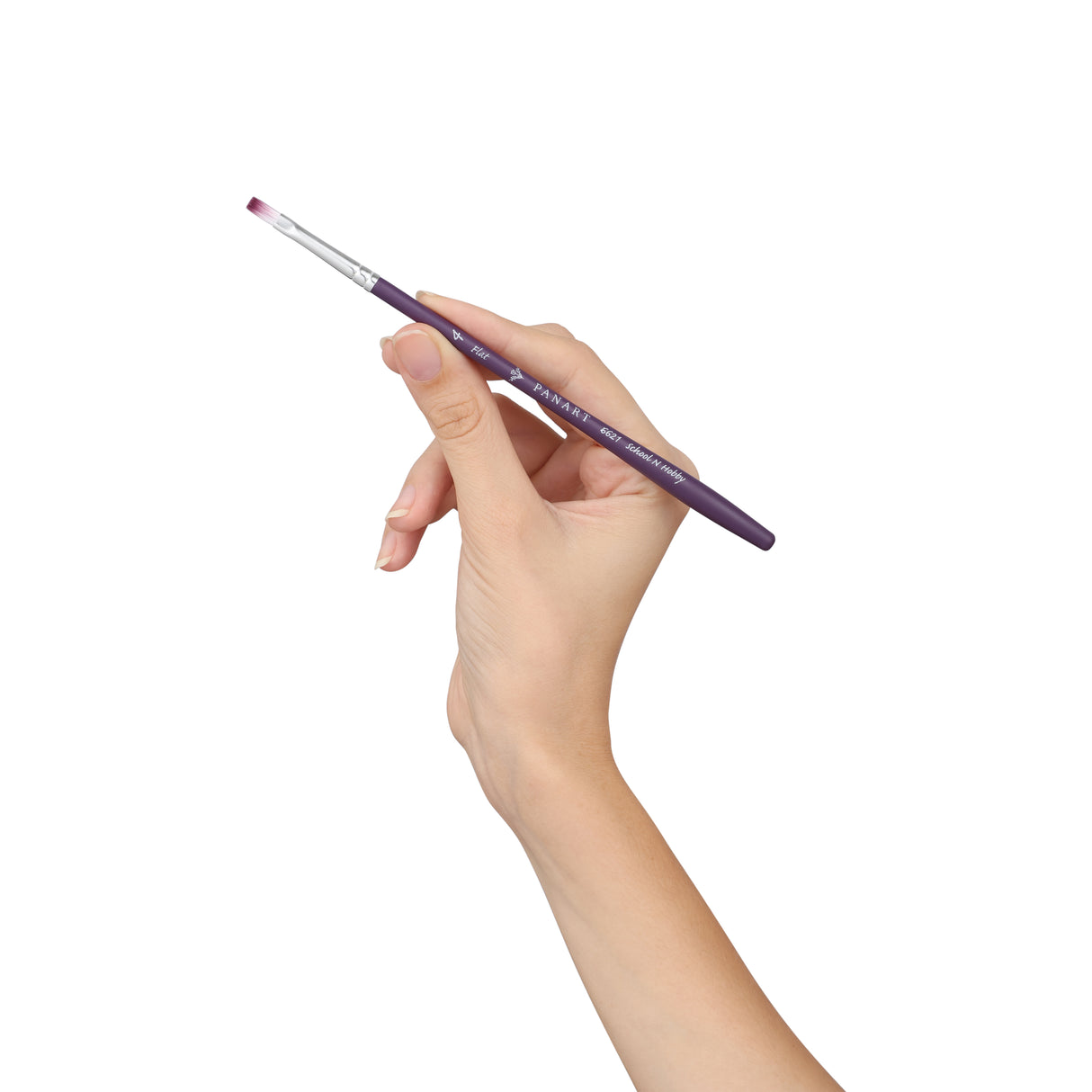 Panart Two Tone Synthetic Flat Short Handle Brush Pack - 5 Pcs (6621-4)