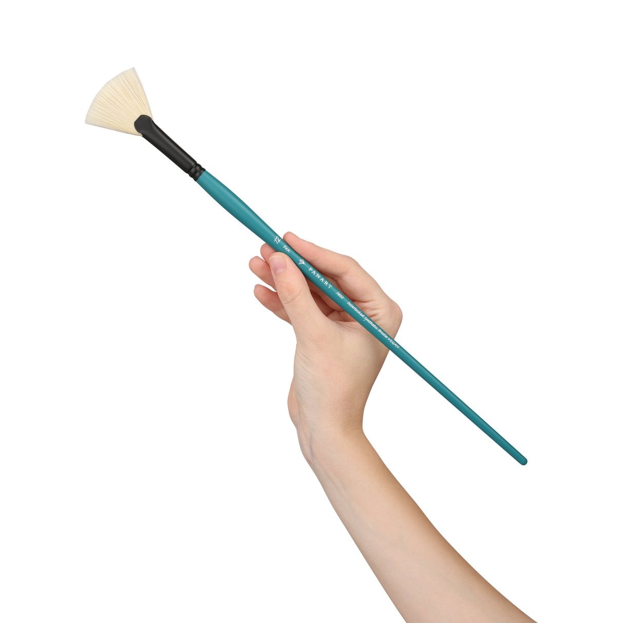 Panart Vegan Synthetic Bristle Fan Long Handle Brushes - 7802