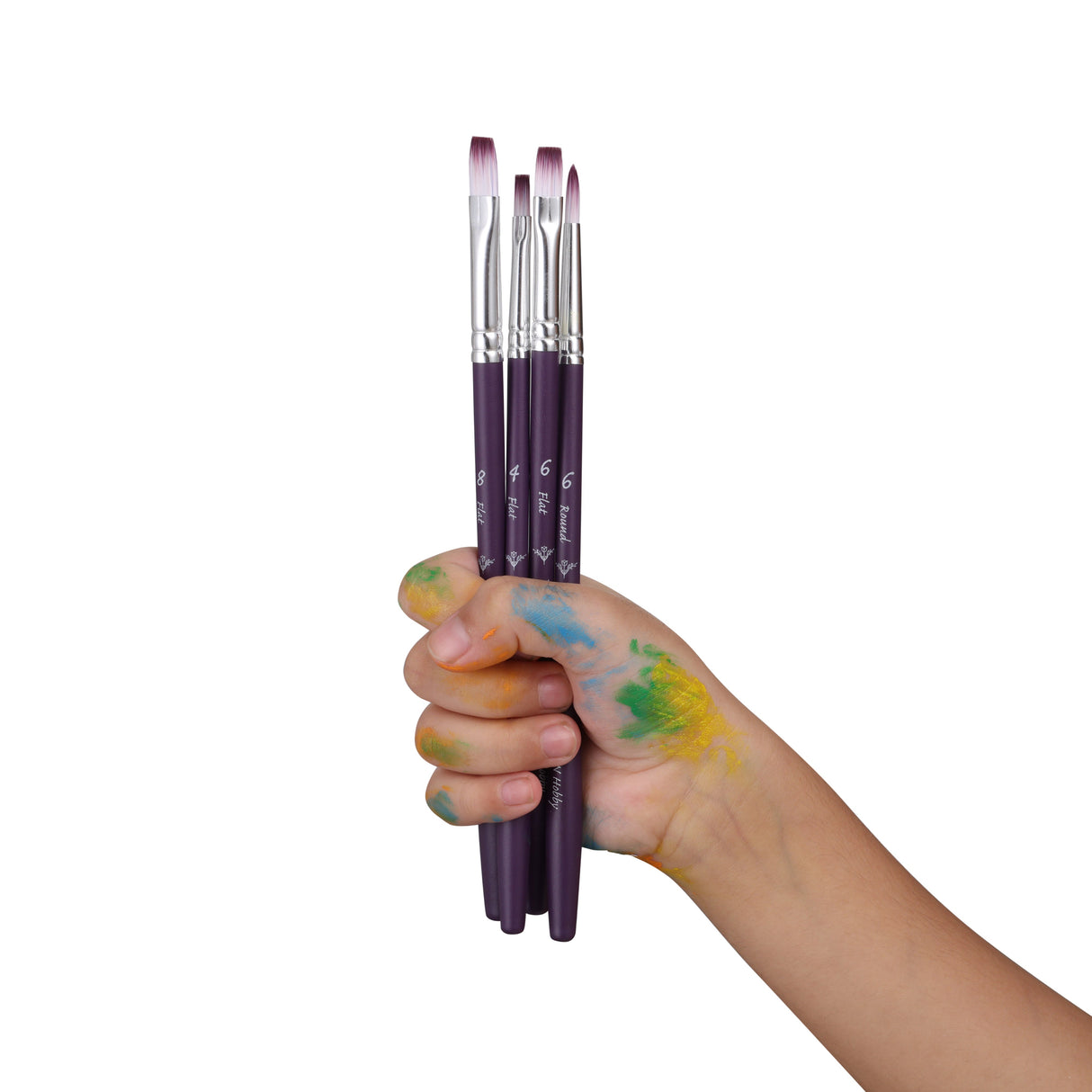 Panart Two Tone Synthetic Short Handle Brush Set - 4 Pcs, TT-12 (R-6 F-4,6,8)