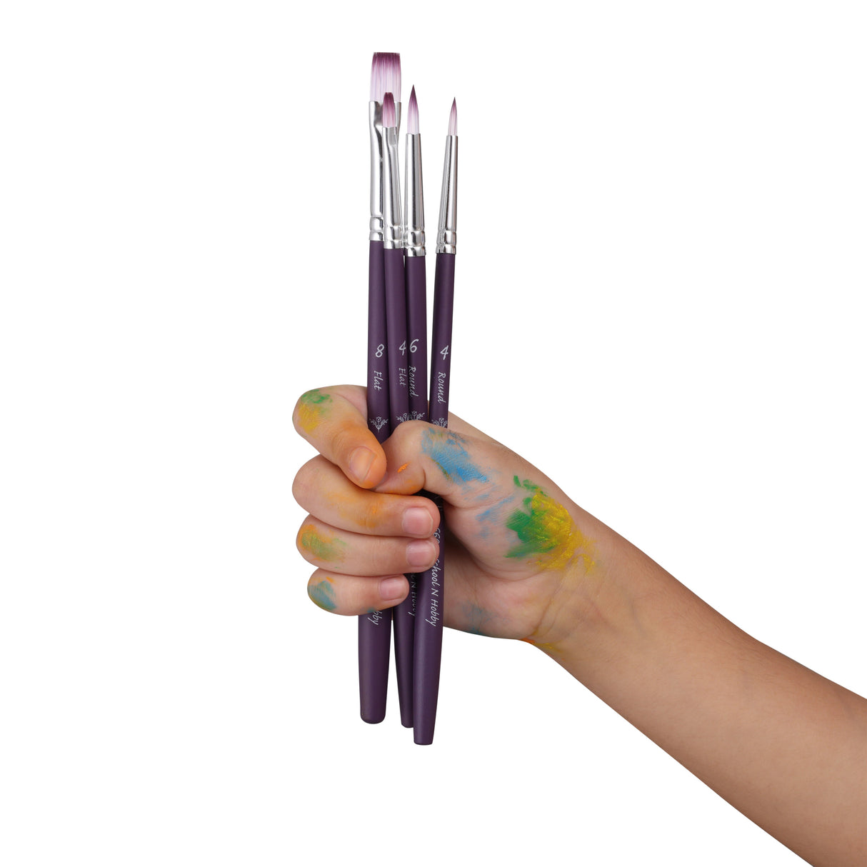 Panart Two Tone Synthetic Short Handle Brush Set - 4 Pcs, TT-05(R-4,6 F-,4,8)