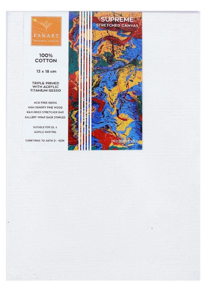 Panart Stretched Cotton Canvas 13x18 cm (5"x7")