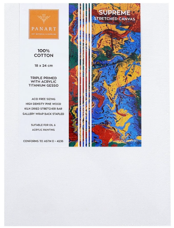 Panart Premium Stretched Cotton Canvas 18x24cm (7"x9.5")
