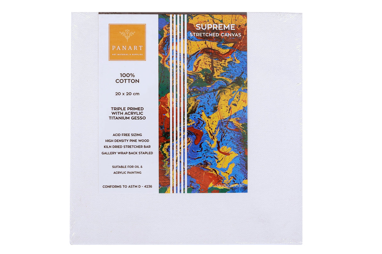 Panart Premium Stretched Cotton Canvas 20x20cm (8"x8")