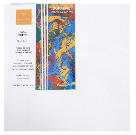 Panart Premium Stretched Cotton Canvas 30x30cm (12"x12")