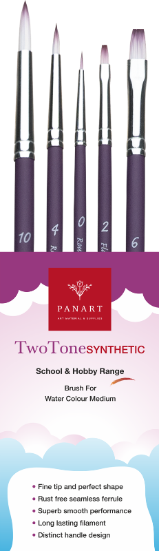 Panart Two-Tone Synthetic Short Handle Brush Set – 5 pcs TT-04 (Round 0,4,10 & Flat 2,6)
