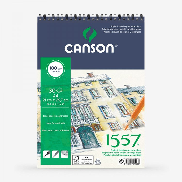 Canson 1557 Spiral Sketching Pad – A4, 180 Gsm, 30 Sheets