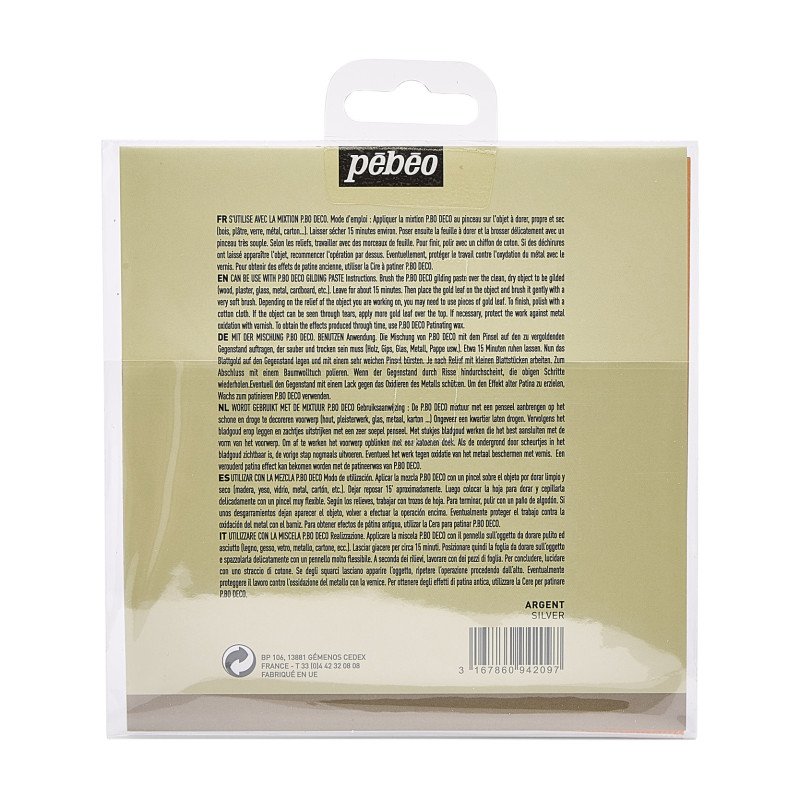 Pebeo Booklet of 12 Gilding Sheets – Silver