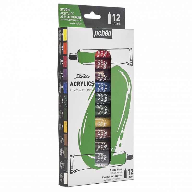 Pebeo Premium 6-Color Studio Acrylic Paint Set - 12ml Tubes